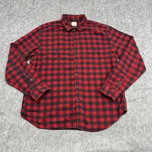 J Crew Shirt Mens XL Red Black Buffalo Plaid Flannel Long Sleeve Casual Cotton